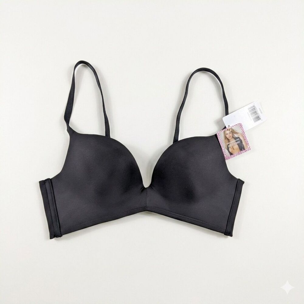 Maidenform Self Expressions Bra 36B Black Wireless Push Up Plunge Comfort